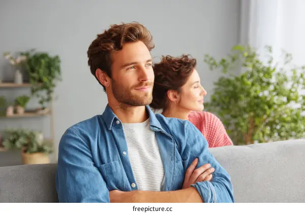 Couple Relaxing at Home with Contentment