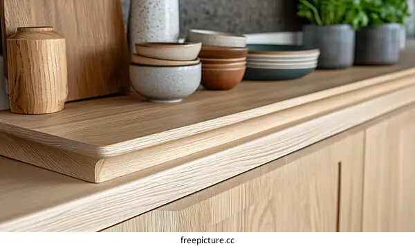 Wooden Kitchen Countertop with Decorative Edge