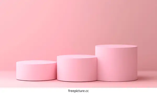 Pink Cylindrical Display Podiums on a Pink Background
