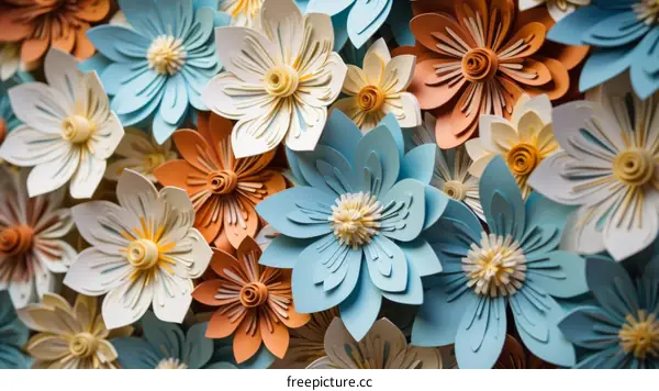 A variety of paper flowers in different colors