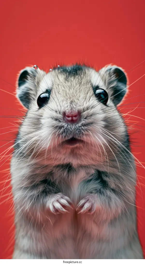 Close-up of a cute hamster with its paws up
