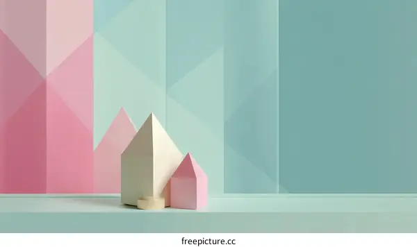 Abstract Geometric Shapes Composition with Pastel Colors