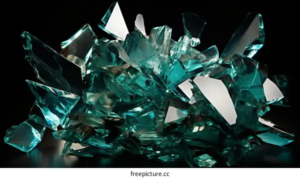 Teal blue shards of glass
