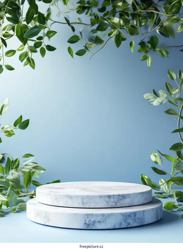 Marble Podium Display with Greenery