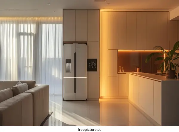 Modern Kitchen with White Cabinets and Stainless Steel Appliances