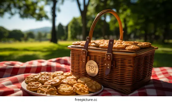 A picnic basket full of delicious cookies