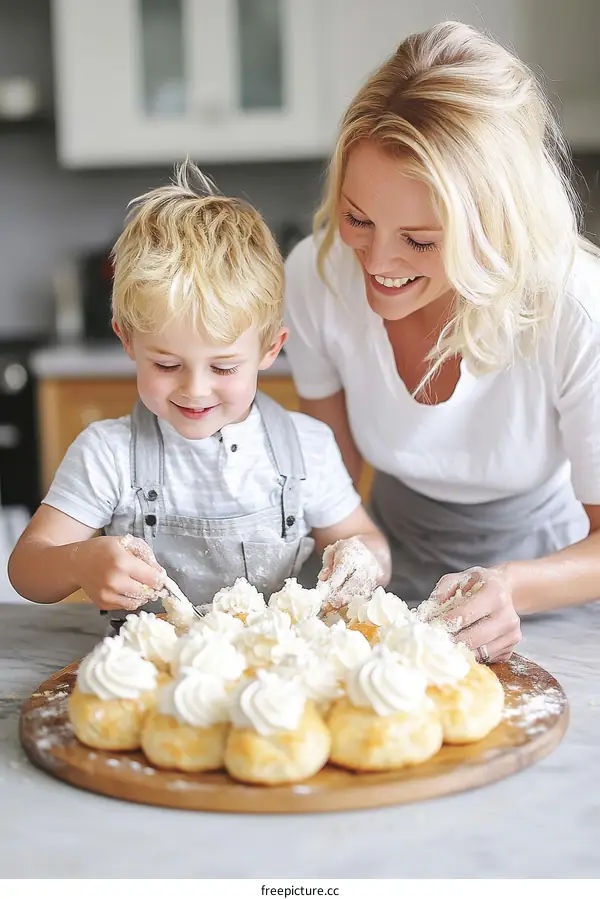 Mother and Son Making Sweet Treats