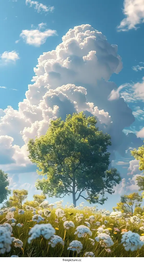 Expansive Blue Sky Over Serene Grassland