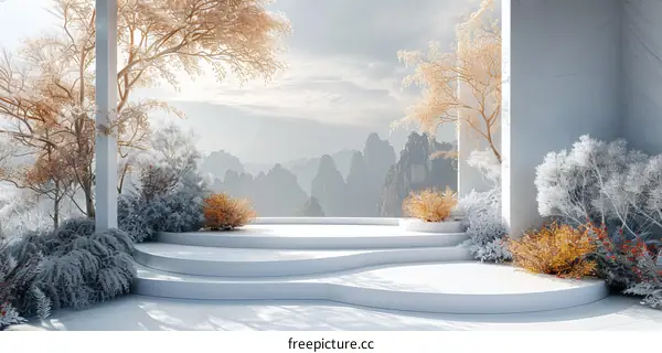 Winter Mountain Scenery Minimalist Podium