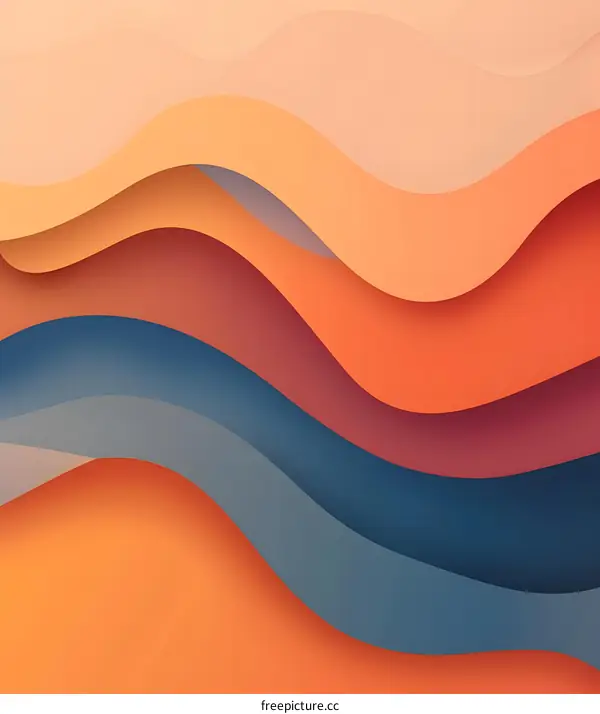 Abstract Background with Wavy Lines in Orange and Blue