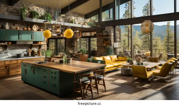 Modern Open Concept Kitchen & Living Room Interior Design