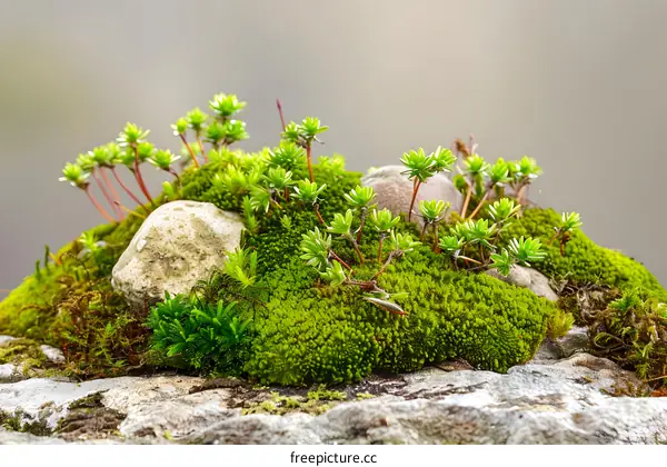 Close Up of Moss Growing on a Rock