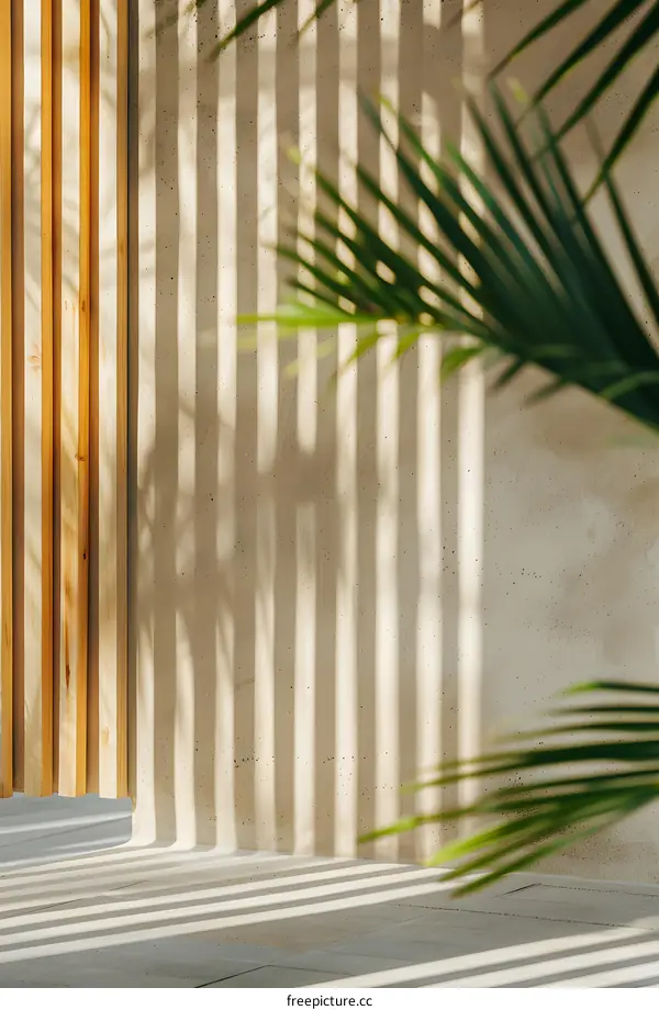 Minimalist Wall with Palm Leaf Shadow