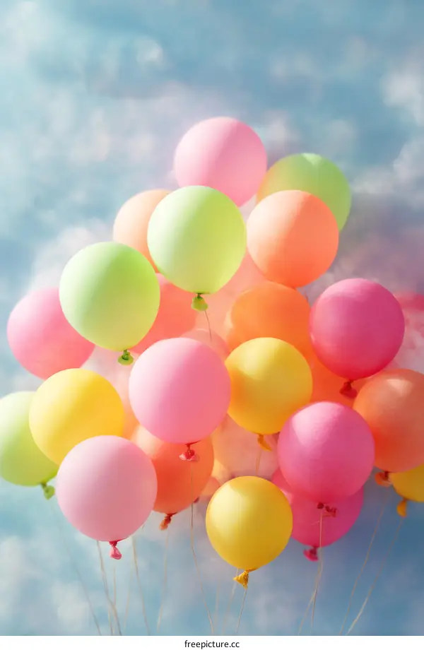 Colorful Balloons Floating in the Sky