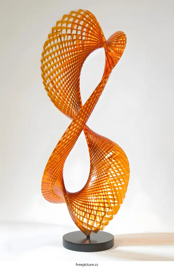 Abstract Glass Sculpture Orange Color