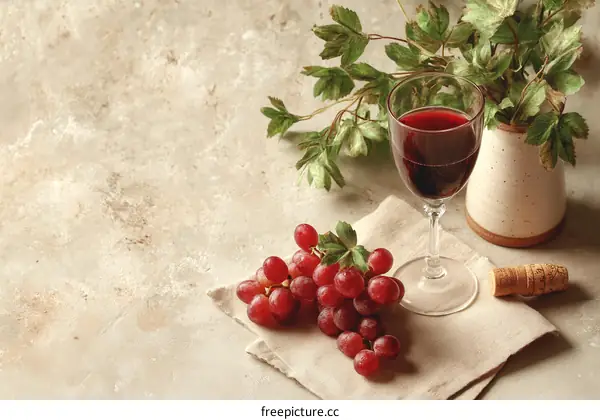 Still Life with Red Wine and Grapes