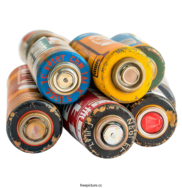 [Transparent Background PNG]Colorful used batteries