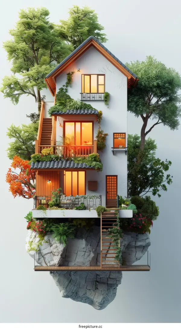 Surrounded by Nature: A Serene Floating House