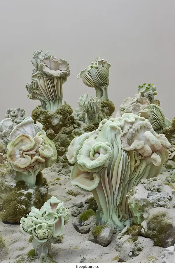 Abstract Ceramic Sculpture of Alien Plant Life