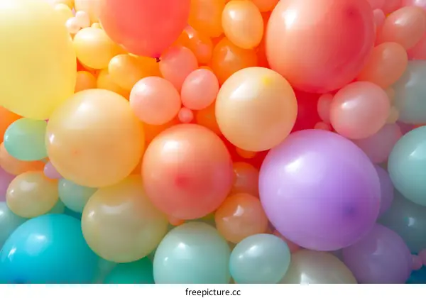 A Multitude of Pastel-Colored Balloons