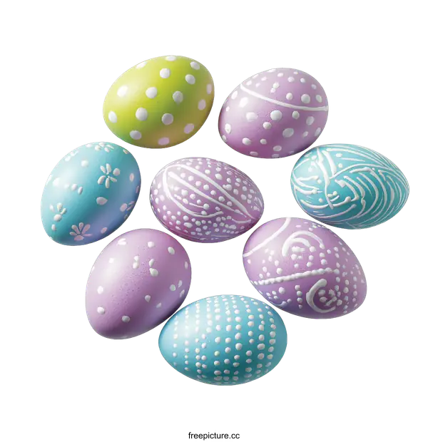 [Transparent Background PNG]Colorful Decorated Easter Eggs