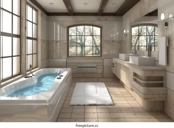 Luxury Modern Bathroom with Jacuzzi Tub