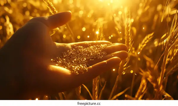 Golden Wheat Grains in a Hand