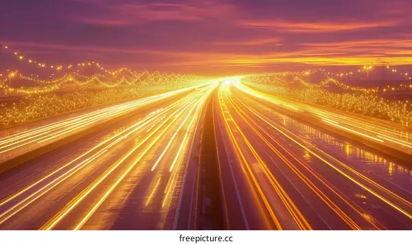 Stunning long exposure photography of a highway at night