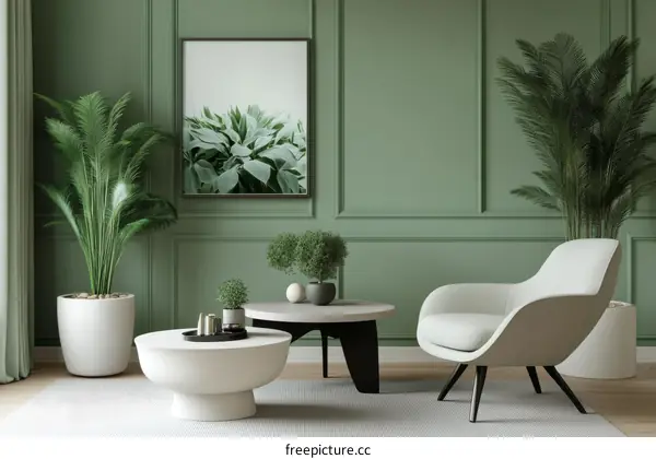 Modern Green Living Room Interior Design