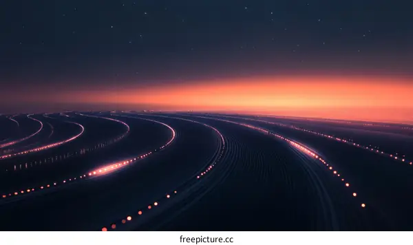 Abstract Futuristic Cityscape at Sunset