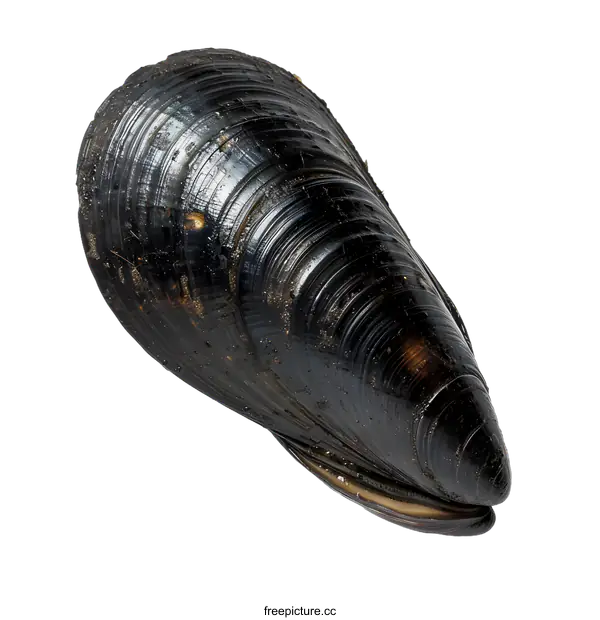 [Transparent Background PNG]A black mussel shell on a white background