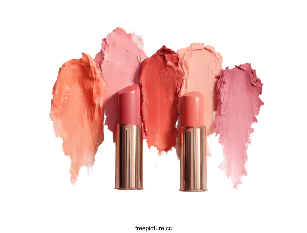 [Transparent Background PNG]Colorful Lipstick Swatches on White Background