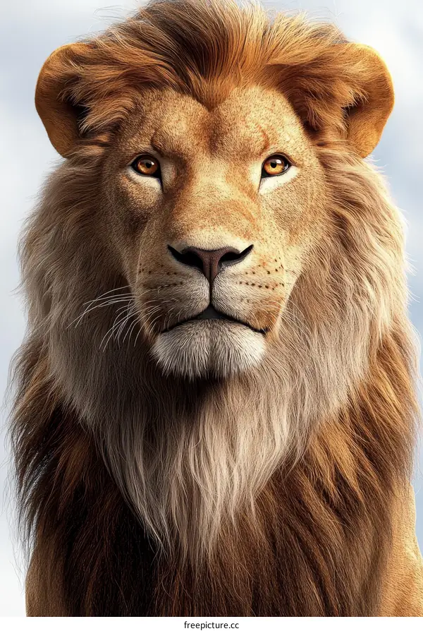 Majestic Lion Portrait Illustration