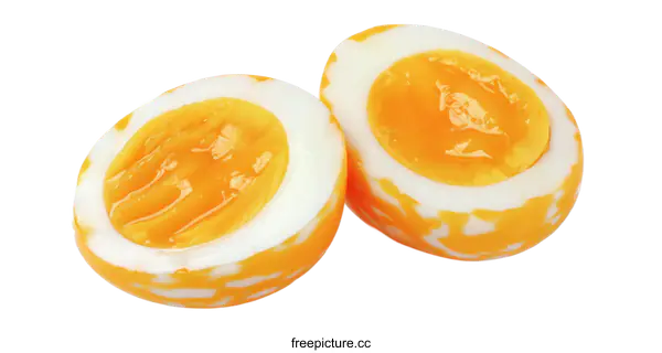 [Transparent Background PNG]Sliced Marbled Egg with Vivid Yellow Yolk