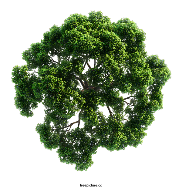[Transparent Background PNG]Top View of a Lush Green Tree