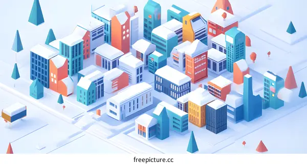 Colorful Low Poly Cityscape Illustration