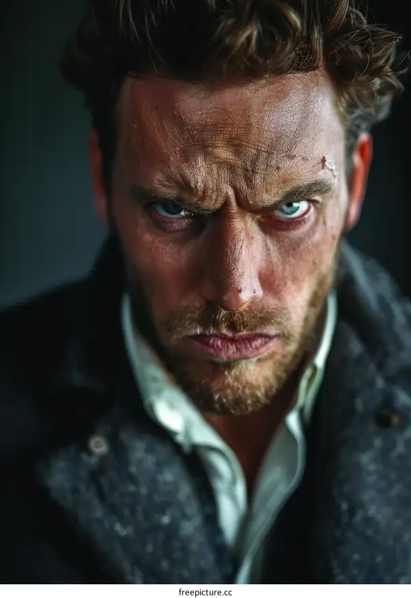 Close Up Portrait of a Serious Caucasian Man