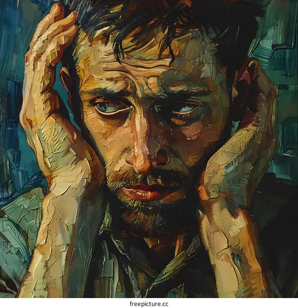 Man with Hands on His Head Oil Painting