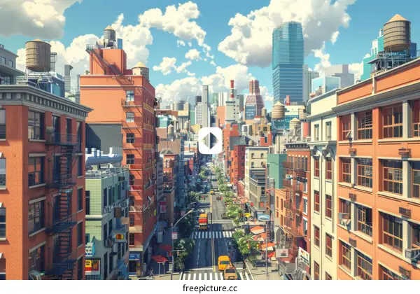 Colorful City Street Illustration