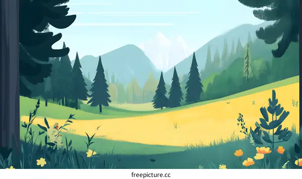 Mountain View Landscape Illustration