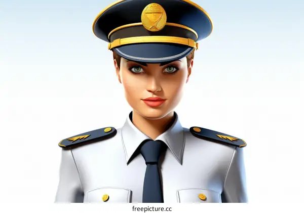Confident Woman in Military Uniform