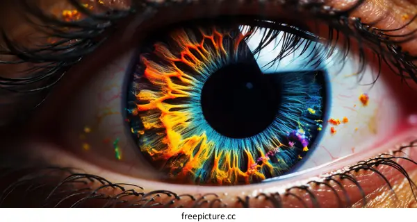 Close-up of a Human Eye with Colorful Iris