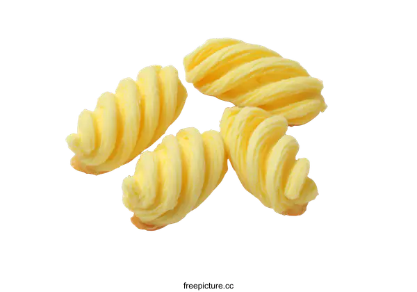 [Transparent Background PNG]Four Delicate Yellow Spiral-Shaped Pastry Treats