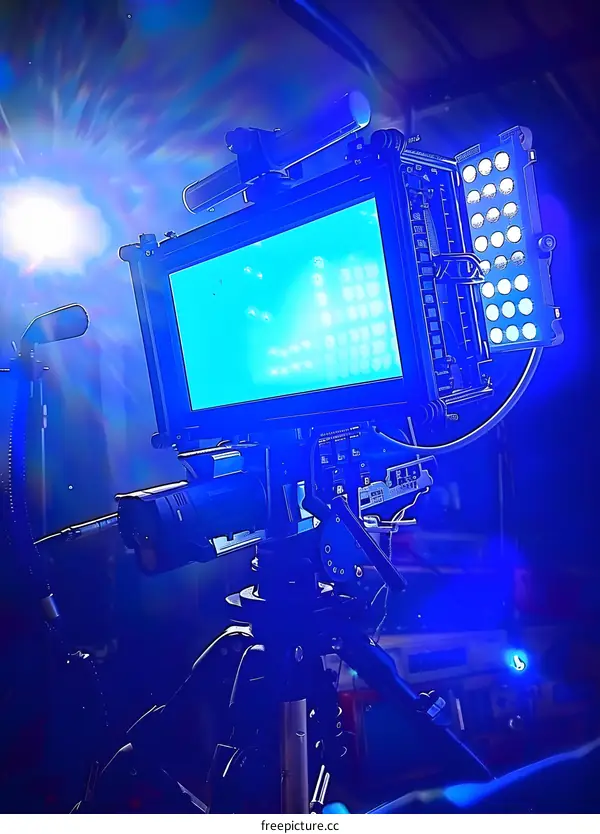 Professional Video Camera Equipment On Tripod