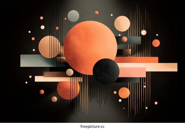 Abstract Geometric Shapes Composition in Warm Tones