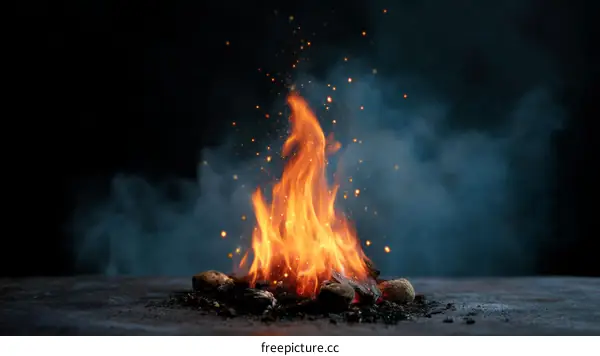 Burning Fire Flames in the Dark