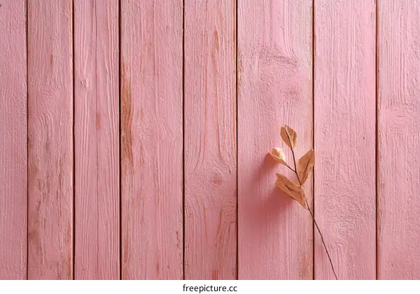 Pink Wooden Background with Golden Branch