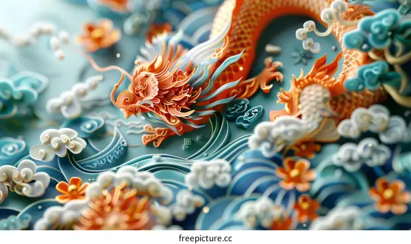 Golden Dragon Soaring over a Sea of Clouds