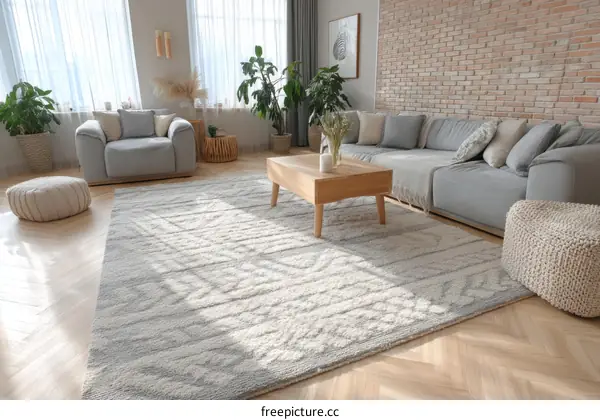 Modern Living Room with Gray Area Rug