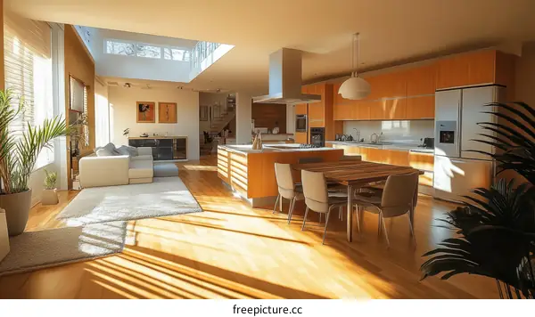 Modern Open-Concept Kitchen and Living Area